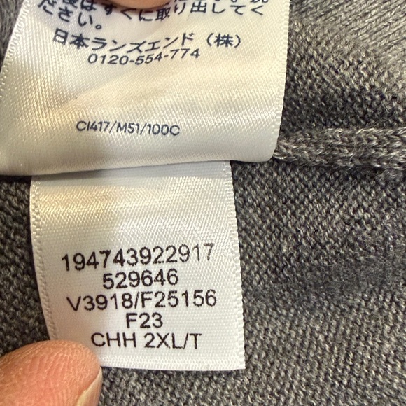 Lands' End Men's Dark Gray Crewneck Sweater 2XLT - Picture 9 of 9